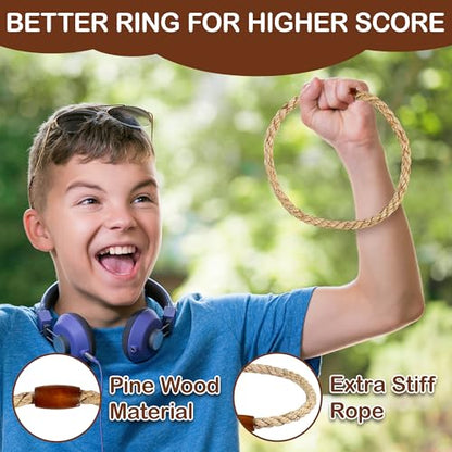 Ring Toss Game for Kids & Adults, Outdoor Yard Games for Adults and Family, Premium Ring Game with 6/10 Rope Rings & Carrying Bag, Perfect for Lawn, Backyard, Beach, Camping - size: Large
