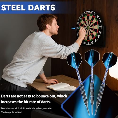 24g Steel Tip Darts Set with Carrying Case | Knurled grip barrels, Aluminum shafts with O-rings, Extra flights, Balanced feel, Practice and league play
