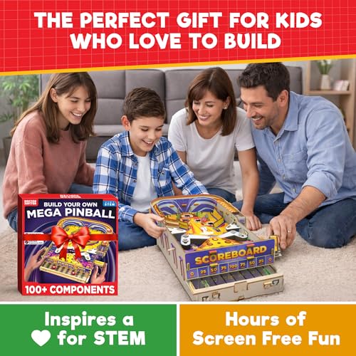 Doctor Jupiter Pinball Machine STEM Kit for Kids Ages 8+ | Birthday Gift Ideas for Boys & Girls | Build Your Own Mega Pinball Arcade Game for 8, 9, 10, 11, 12, 13, 14 Years Olds