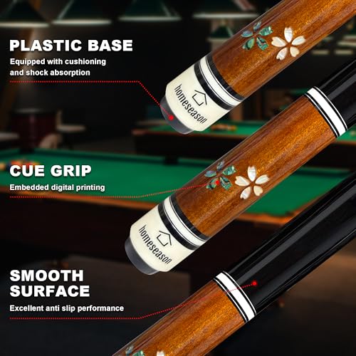 HomeSeason Pool Cue Stick 58" Professional Billiard Canadian Maple Pool Stick with Leather Case & 13mm Tip, 18/19/20/21oz for Adults Pro Player - color: 20oz(Brown)