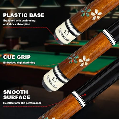 HomeSeason Pool Cue Stick 58" Professional Billiard Canadian Maple Pool Stick with Leather Case & 13mm Tip, 18/19/20/21oz for Adults Pro Player - color: 20oz(Brown)