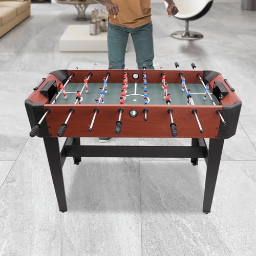 47 Inch Foosball Table,Portable Mini Table Football Soccer Game Set with Score Keeper for Adults and Kids,Wooden Tabletop Billiard Game Soccer Tabletop Competition Game for Family Parties Game Rooms