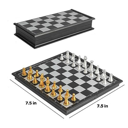 Mini Travel Chess Set Magnetic Vikutu 7.5 Inches Portable Small Folding Chess Board (Small) - size: Small
