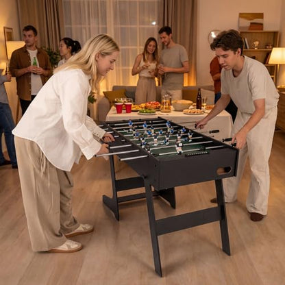 Goplus Folding Foosball Table, 48'' Full Competition Size Soccer Table for Adults Family Night, Game Room, Party - color: Black