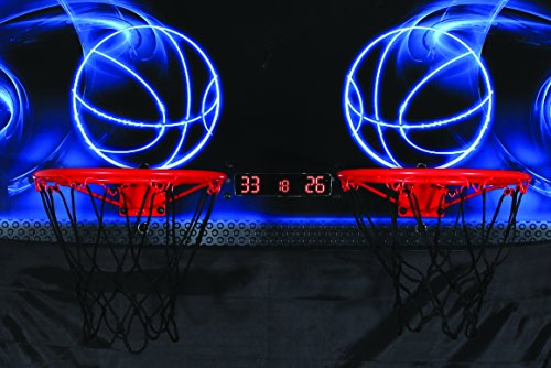Atomic Jumpball Deluxe Double Electronic Basketball Shootout – 2-Player Arcade Basketball Game with Infrared Scoring, Timer, Steel Frame, 4 Mini Basketballs & Air Pump