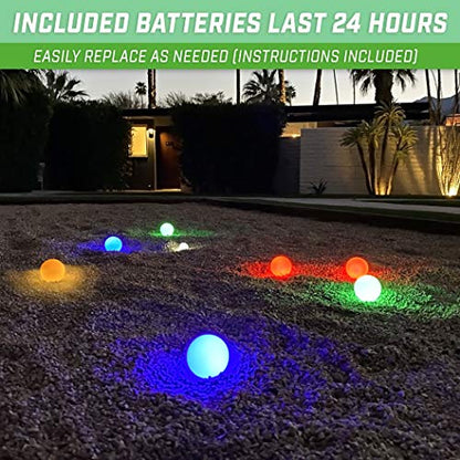 GoSports LED Bocce Ball Game Set - Includes 8 Light Up Bocce Balls, Pallino, Case and Measuring Rope - Choose 85 mm or 100 mm - size: 85 mm Backyard Size