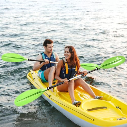 Karltion Kayak Paddle - Adjustable 2 Pieces Aluminum Alloy Shaft with Glass Fiber Blade for Surfing,Oar Fishing Easy Packable Travel - color: Green, size: 90.5"-1 paddle