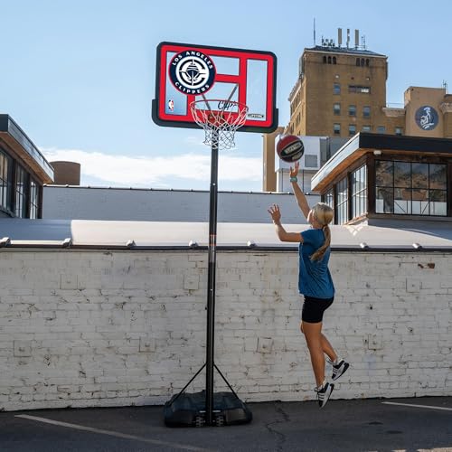 Lifetime NBA Los Angeles Clippers Portable Basketball Hoop, Adjustable Height 7.5-10 Ft, 44 Inch Shatterproof Fusion Backboard, Base with Wheels - color: Los Angeles Clippers