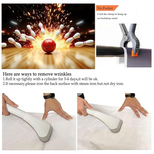 Bowling Photography Backdrop, Let's Strike Up Some Fun Bowling Birthday Party Decorations Background, Indoor Bowling Club Sport Game Fire Flames Backdrop Kids Adults Photo Studio Props 9x6ft - size: 9X6ft