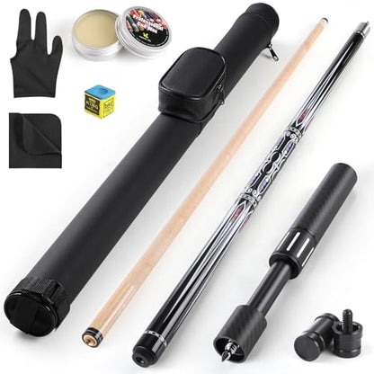 Premium Pool Cue Stick Set, 58'' Billiard Cues Canadian Maple Wood Stick 13mm Tip with Pool Cue Case, Telescopic Carbon Fiber Extension Cue & Billiards Accessories for Billiards Player - style: 21OZ