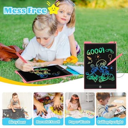 EooCoo Toys for Ages 3-8, 12 Inch LCD Writing Tablet 2 Pack, Preschool Classroom Must Haves, Electronic Drawing Board Drawing Pad, Birthday Gifts for Boys & Girls, Kids Travel Essential - 12 Inch - color: 12”pink&blue