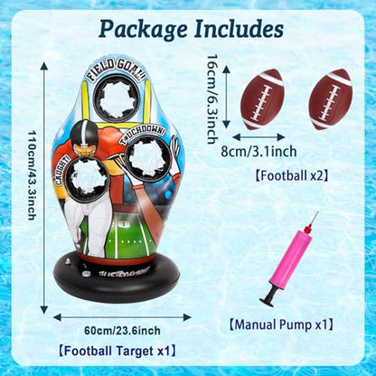 Justforjoyful Pool Football Games for Kids Water Inflatable Football Target Floats Swimming Toss Throwing Training Game for Summer Party Beach Outdoor Indoor Yard Family Birthday Gift