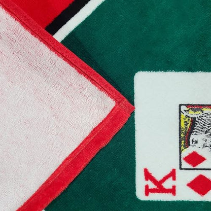 Beachland 60.5-Inch Square Velour Table Cloth - 100% Cotton, Game Cards Design - Soft, Durable, Machine Washable - Perfect for Game Night (Cards Table Towel, 60.5" Square)