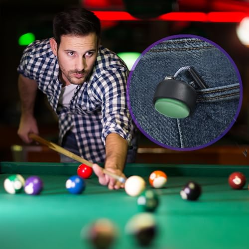 Pool Cue Chalk with Holder, Pure Circle Pool Stick Chalk and Pocket Holder Billiard Table Accessories and Equipment for Professional Tournament, Clubs, Bars, Home - color: Green Chalk and Black Holder