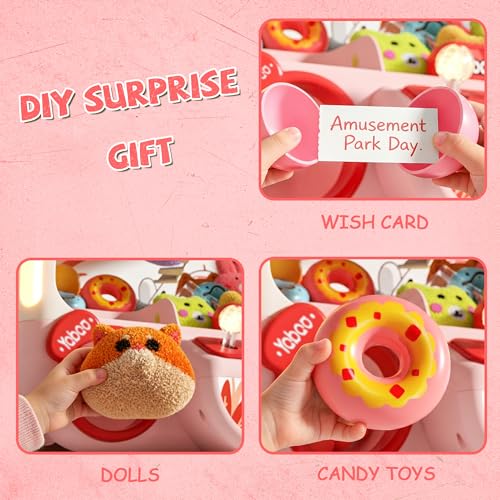 Large Claw Machine for Kids, Bunny Vending Machines Toys for Girls 4-6, Mini Candy and Prize Electronic Dispenser Game with Sound Lights, Idea Birthday Gift for 3 4 5 6 Year Old Girl Boy - color: Pink