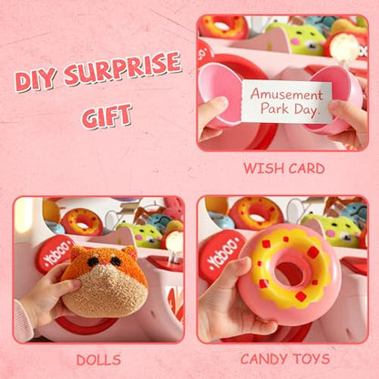 Large Claw Machine for Kids, Bunny Vending Machines Toys for Girls 4-6, Mini Candy and Prize Electronic Dispenser Game with Sound Lights, Idea Birthday Gift for 3 4 5 6 Year Old Girl Boy - color: Pink