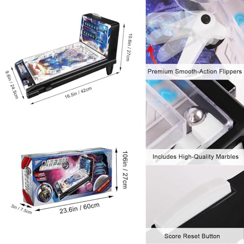 Classic Retro Pinball Machine Game, Mini Electronic Arcade Toy with Scorekeeper, Fun Tabletop Puzzle Pinball Game for All Ages, Christmas Party Gift
