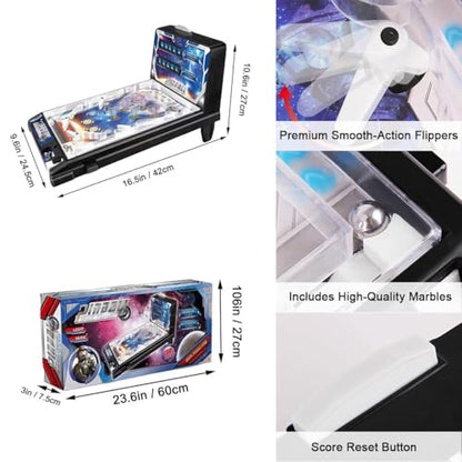 Classic Retro Pinball Machine Game, Mini Electronic Arcade Toy with Scorekeeper, Fun Tabletop Puzzle Pinball Game for All Ages, Christmas Party Gift