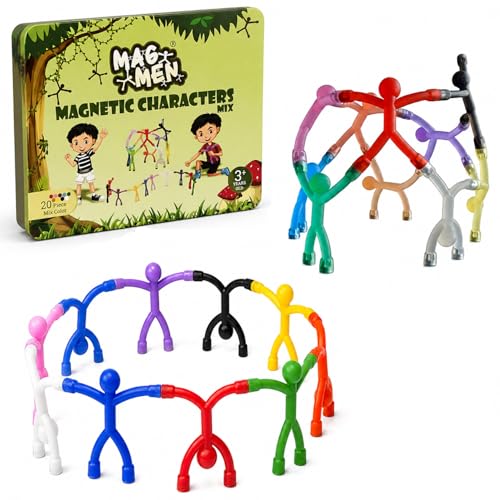 MAGMEN Airplane & Road Trip Toy 20-Pack - Quiet Travel Activities for Kids - Sensory Magnetic Fidget Toys for Car, Airplane, & Restaurants - STEM Building Figures - Best Value Family Set - size: 20 Pieces Mix