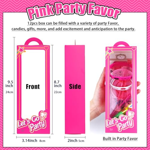 184Pcs Pink Girls Party Favors Pack - For 12Guests, Includ Goodie Box Heart Glasses Straws Bubble Wands Tattoo Sticker Bracelet Keychain, for Kids Girls Birthday Party Decoration Supplies - style: Pink Girls Party Favors