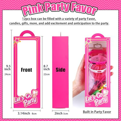 184Pcs Pink Girls Party Favors Pack - For 12Guests, Includ Goodie Box Heart Glasses Straws Bubble Wands Tattoo Sticker Bracelet Keychain, for Kids Girls Birthday Party Decoration Supplies - style: Pink Girls Party Favors