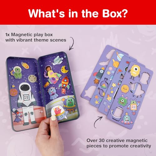 Magnetic Game Puzzle Box – Easter Travel Toy for Kids Ages 3+, Promotes Motor Skills & Imagination, Ideal Car Ride & Plane Activity, Perfect Easter Basket Stuffer for Boys & Girls - color: Space Adventure