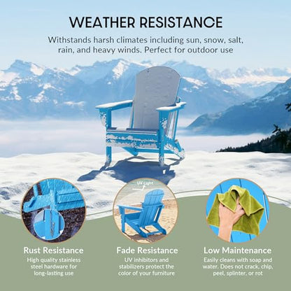 WestinTrends Malibu 2 Piece Set Outdoor Folding Poly Adirondack Chair, Pacific Blue - color: Pacific Blue, size: 2 Chair