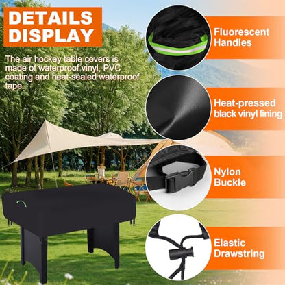 Air Hockey Arcade Table Cover,Heavy Duty 600D Oxford Covers for Hockey Game Table/Foosball and Game Soccer Table ,Outdoor Waterproof,Rain, Snow and Wind-Proof (Black, 66*34*20in) - size: 66*34*20in