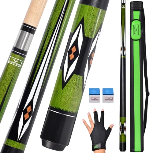 Pool Cue Stick,Pro Cue with Hard Case,Pool Sticks for Adults,Womens Pool Cue,Pool Cues for Men,58inch 19-21oz Billiard Stick Pool Cue Set,Pink/Orange/Green - color: Green