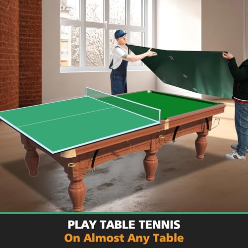8ft Green Mid-Size Ping Pong Conversion Top Foldable & Portable Table Tennis Table Top for Indoor Games(Green)
