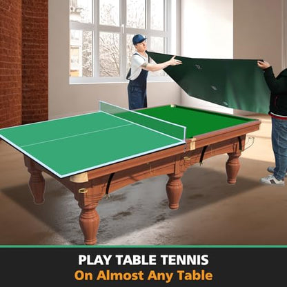 8ft Green Mid-Size Ping Pong Conversion Top Foldable & Portable Table Tennis Table Top for Indoor Games(Green)