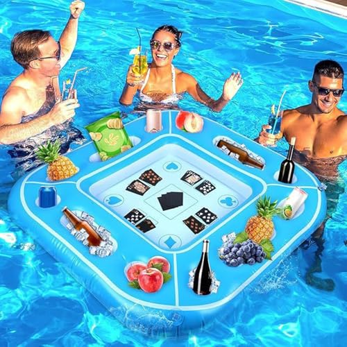 Floating Card Table for Pool, Inflatable Board Games Table, 39.4 inches, Waterproof Portable Desk, Fun Outdoor Activity, Kids Entertainment, Vacation , Beach Accessory