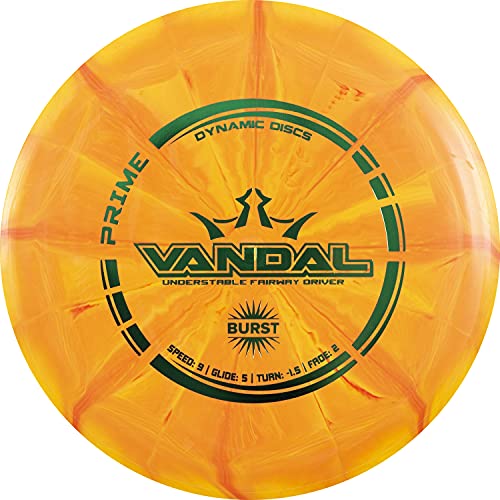 Dynamic Discs Prime Burst Vandal Disc Golf Driver, Men and Women, Controllable, Beginner Friendly Distance Frisbee Golf Disc, 176g, Stamp Color Will Vary - color: Orange