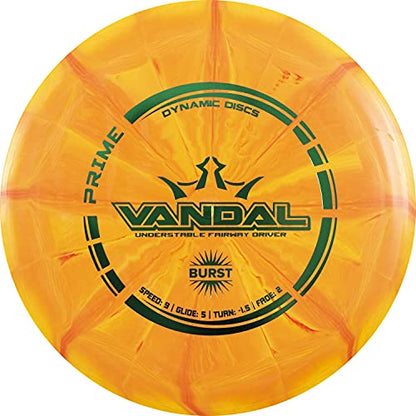 Dynamic Discs Prime Burst Vandal Disc Golf Driver, Men and Women, Controllable, Beginner Friendly Distance Frisbee Golf Disc, 176g, Stamp Color Will Vary - color: Orange