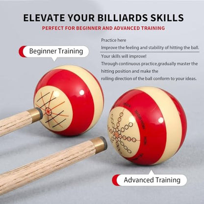 Billiard Training Cue Ball, 2.25" Standard Size Pool Practice Cue Ball, Wear-Resistant Training Ball for Home Game Rooms - color: Red