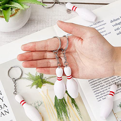 Jeyiour 16 Pack Bowling Pin Keychain 2.8 Inch Sport Keychain Bowling Party Favors for Backpack Sports Souvenir Favors, Victory Parties, Gifts for Athletes