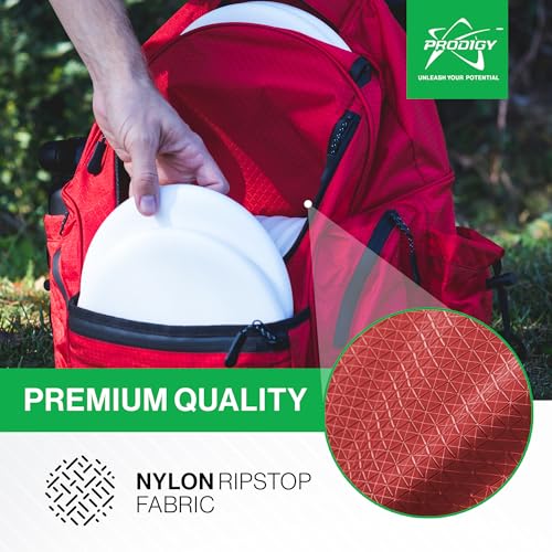 Prodigy Disc BP-3 V3 Disc Golf Backpack | Golf Bag with 20+ Disc Capacity | Large Disc Bag | Tear & Water Resistant - color: Red