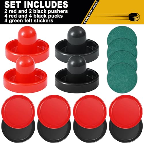Air Hockey Pushers and Air Hockey Pucks, Indoor Games Goal Handles Paddles Replacement Accessories Set for Game Tables Equipment - color: Black-Red