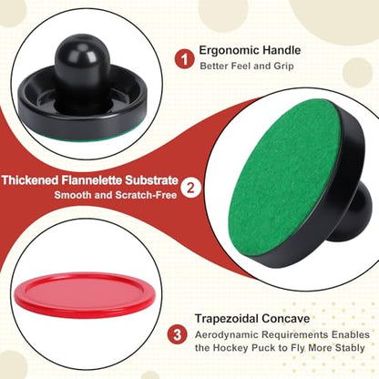 Coopay Air Hockey Paddles and Pucks, Air Hockey Pushers with Nylon Storage Bag, Goal Handles Paddles Replacement Accessories for Game Tables(4 Pushers 96mm with Pads, 8 Pucks 64mm) - color: Black