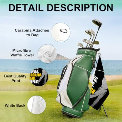 Swing Swear Look for Ball Repeat Microfiber Golf Towel, Funny Golf Towels for Bag with Clip, Birthday Retirement Gifts for Men Women Golfer Grandpa Dad Mom Friend Golfer GolfFans, 16x24 Inch - color: Swing Swear Repeat Golf