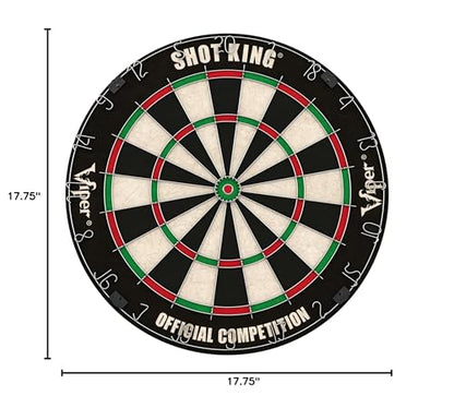 Viper by GLD Products Shot King Regulation Bristle Steel Tip Dartboard Set with Bullseye Metal Radial Spider Wire Compressed Sisal Board with Rotating Number Ring Includes 6 Darts Black
