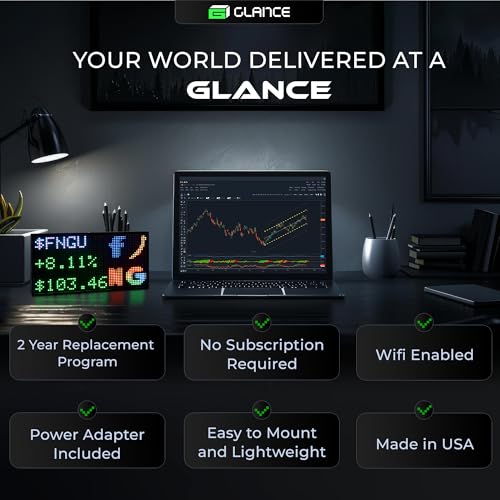 PANELFI Glance LED Ticker: Real-Time Sports, Stock & Crypto Updates|No Subscription Required|Smart Clock|Home, Office & Man Caves|Great Gift Sports Fans & Investors Black 13/inch x 7/inch SN2000 - size: 13" x 7"