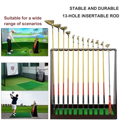 13 Hole Club Rack Wooden Golf Putter Stand Indoor Display Rack Golf Club Rack Golf Club Holder Natural Wood Golf Club Stand for Storage Golf Driving Range Supplies