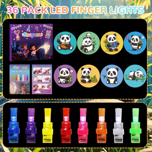 36 Pack Panda Party Favors LED Finger Lights, Glow in The Dark Panda Animal Birthday Party Gifts for Kids, Goodie Bag Stuffers Classroom Treasure Box Prizes - style: Panda