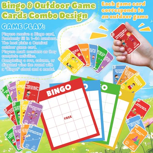 KUBUSFLY Potato Sack Race Bags, 116 Pcs Outdoor Carnival Games for Kids, Lawn Field Day Games Set with Bean Bags, Ring Toss, Cones, Bingo Cards, Carnival Yard for Family Adults Kids Birthday Party
