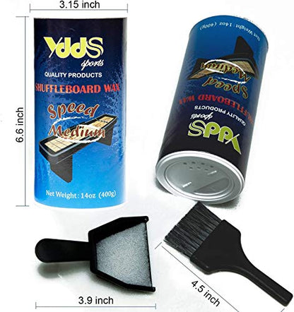 Shuffleboard Sand - Shuffleboard Wax with Mini Dustpan and Mini Brush, 2 Cans(2×14 oz) - style: 2 Cans Medium Speed-1