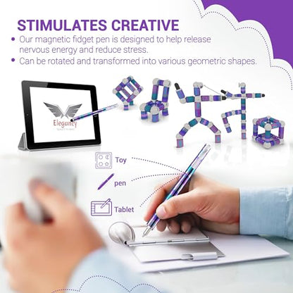 Elegancy Fidget Pen Magnetic Unique for Kids Magnet Gel Pen Gadget for Men Creative Stress Relief Office Desk Tool and Innovative Gift for Teenagers Adults Fidget Toy - color: Rainbow