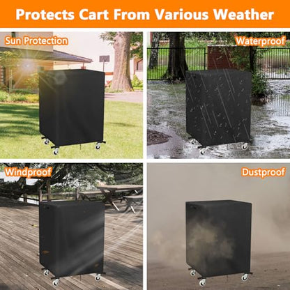 Kingling AV Cart Cover, Waterproof Rolling Media Cart Cover for Multi-Functional Media Carts/Metal Computer Presentation Stand with Wheels Heavy Duty Protection - 24"L x 18"W x 40"H (Black) - size: 24"L x 18"W x 40"H (63x48x102cm)