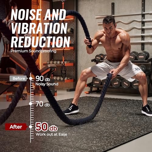 SUPERJARE 0.79'' Extra-Thick Exercise Equipment Mats, 12 Pcs 48 Sq Ft Rubber Top Floor Tiles with High Density EVA Foam, Interlocking Gym Flooring for Home Gym, Workout Mat, Black/Grey - size: 12 Tiles (48 Sq Ft)