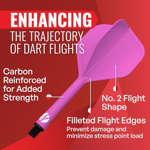 Shot! Darts Flight Deck One Piece Dart Flight and Shaft System, Reduced Deflections, Standard Shaped Flight (350 Micron) Available in Set of 3 - color: Pink, size: Medium
